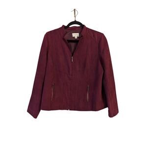Women's Lined Moto Jacket, Claret Maroon, Size 12P